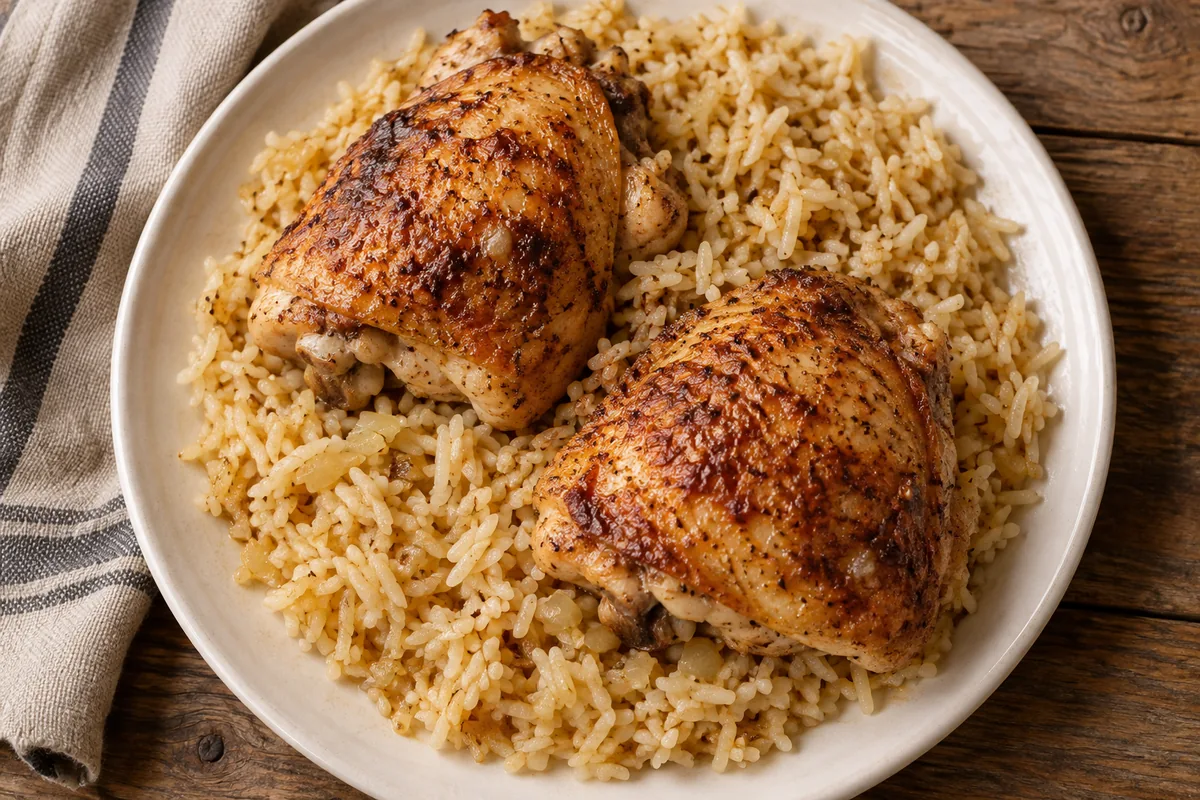 AI-generated serving inspiration for Baked Chicken and Rice