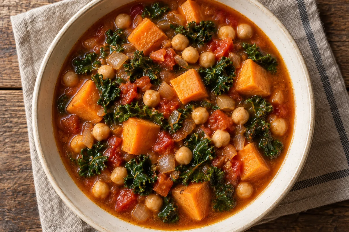 AI-generated serving inspiration for Slow Cooker Sweet Potato Chickpea Stew