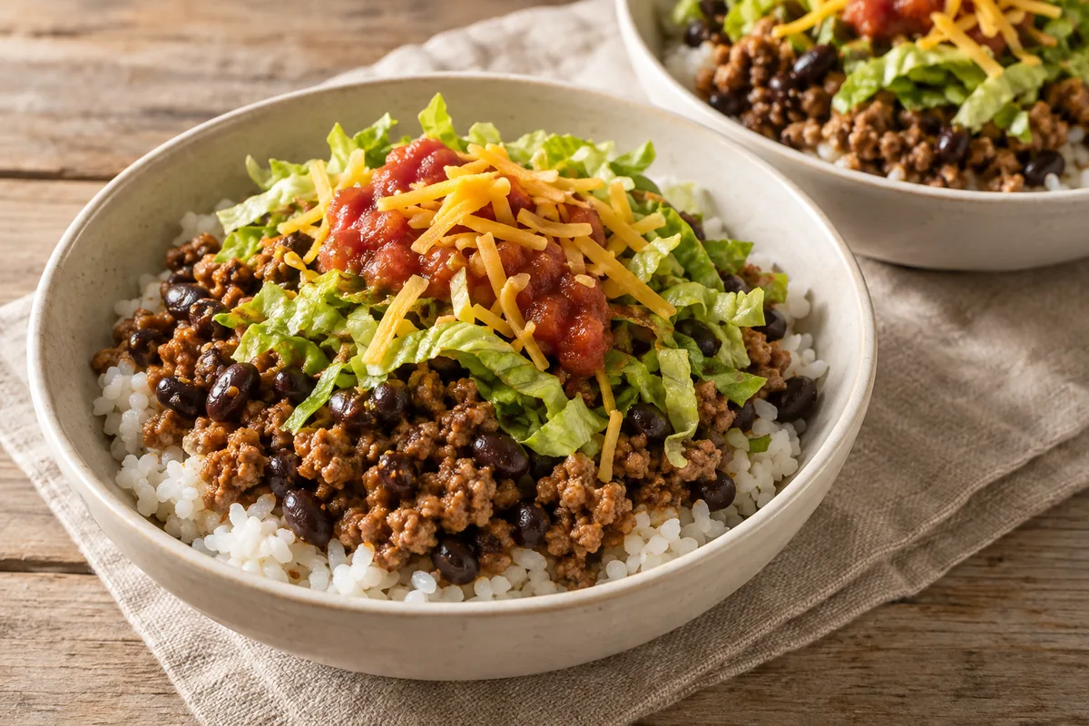 AI-generated serving inspiration for Turkey Taco Bowls for Two